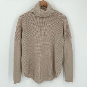 Michael Michael Kors Waffle Knit Long Sleeve Turtleneck Sweater Tan Women Small